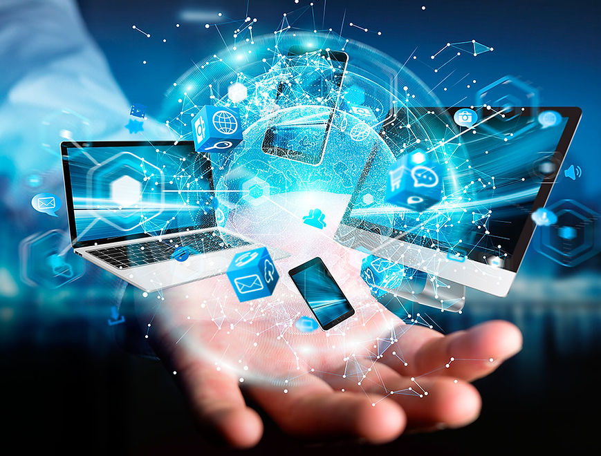 Engineers collaborating in server room